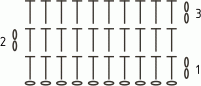 Схема вязания узора из полустолбиков с накидом связанного крючком