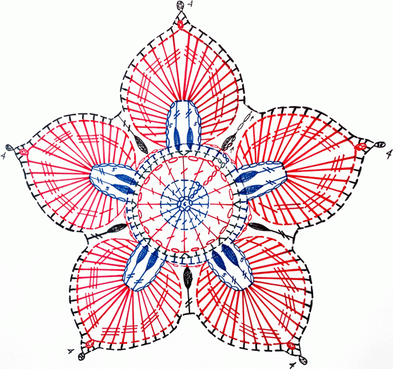 Цветок Талисман крючком. Схема вязания