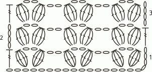 Схема вязания рельефного узора крючком