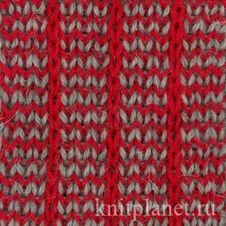 Двухцветный двусторонний узор - Двухцветный двухсторонний узор спицами. Отличный узор для вязания шарфов и шапок. Схема узора.