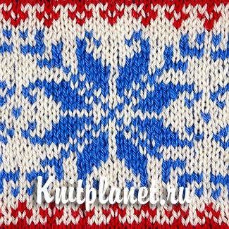 Норвежский узор № 4 - Норвежский жаккардовый узор. В вязании используются три традиционных цвета: синий, красный и белый.